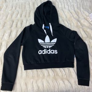cropped black adidas originals trefoil hoodie